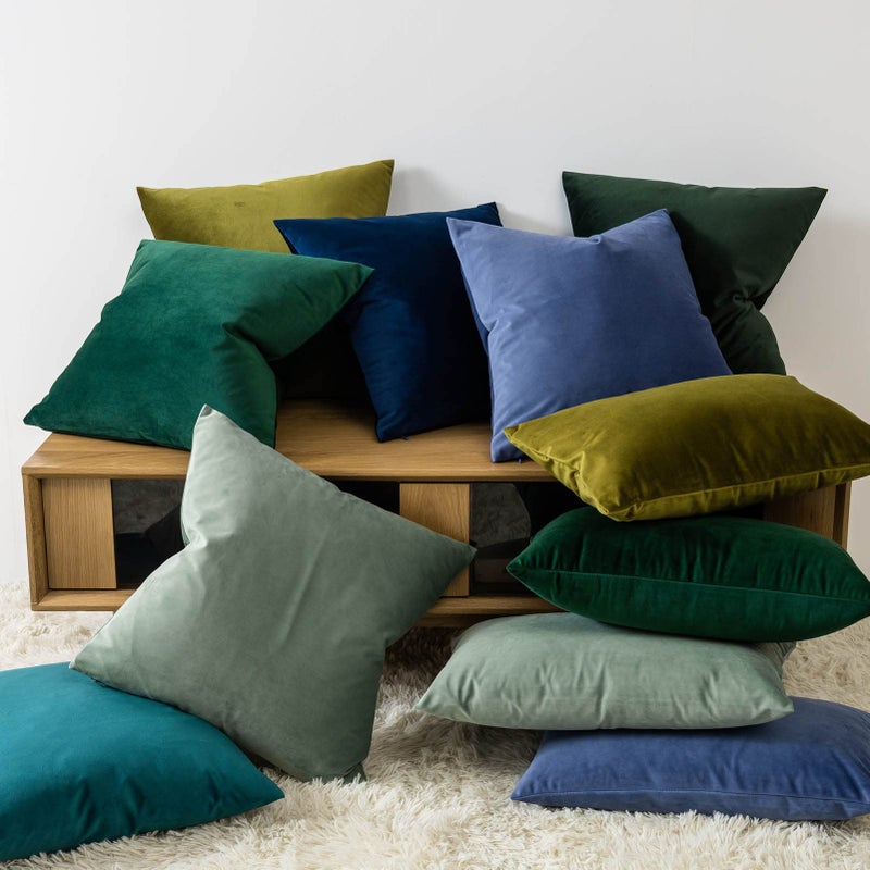 JUSPURBET Decorative Pillow Covers Set of 2 Velvet Throw Pillow Covers 24x24 for Couch Sofa Bed Soft Cushion Covers Cases with Hidden Zipper for Living Room Home Decor,Peacock Blue - Image 3